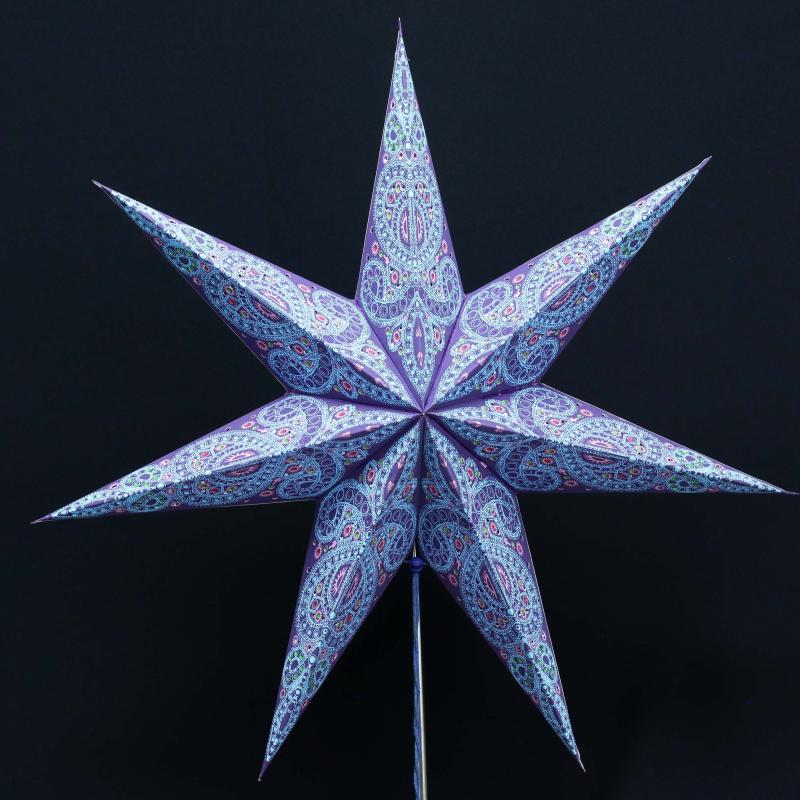 Dunhill Blau - Faltbarer Leuchtstern, Weihnachtsstern aus Papier mit 7 Zacken, 60 cm